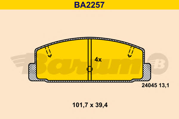 Barum BA2257 Гальмівні колодки, комплект BA2257: Купити в Україні - Добра ціна на EXIST.UA!