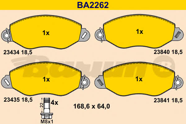 Barum BA2262 Гальмівні колодки, комплект BA2262: Купити в Україні - Добра ціна на EXIST.UA!