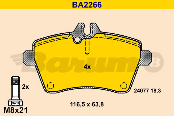 Barum BA2266 Гальмівні колодки, комплект BA2266: Купити в Україні - Добра ціна на EXIST.UA!