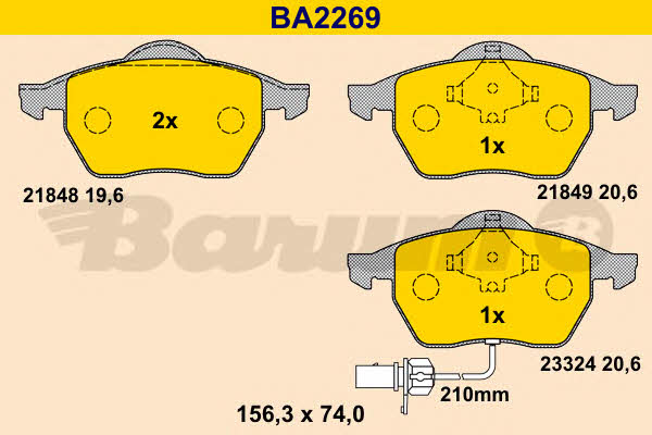Barum BA2269 Гальмівні колодки, комплект BA2269: Купити в Україні - Добра ціна на EXIST.UA!