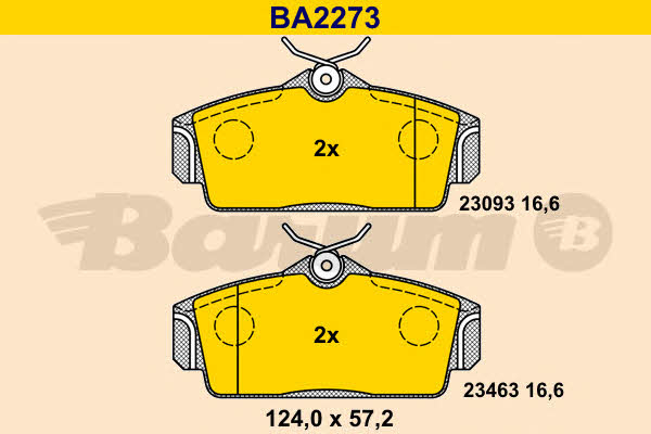 Barum BA2273 Гальмівні колодки, комплект BA2273: Купити в Україні - Добра ціна на EXIST.UA!