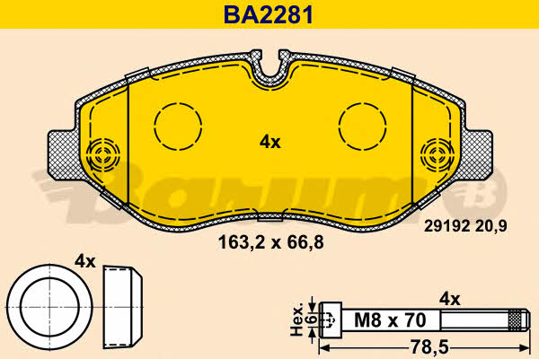 Barum BA2281 Гальмівні колодки, комплект BA2281: Купити в Україні - Добра ціна на EXIST.UA!