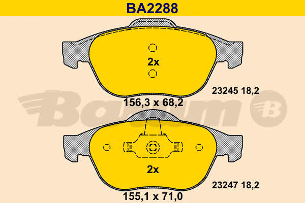 Barum BA2288 Гальмівні колодки, комплект BA2288: Купити в Україні - Добра ціна на EXIST.UA!