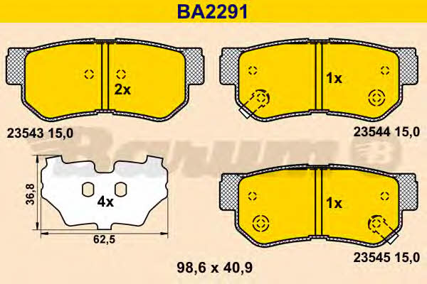 Barum BA2291 Гальмівні колодки, комплект BA2291: Купити в Україні - Добра ціна на EXIST.UA!