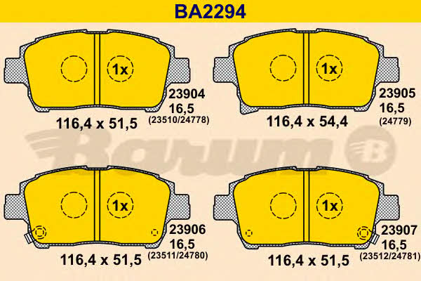 Barum BA2294 Гальмівні колодки, комплект BA2294: Купити в Україні - Добра ціна на EXIST.UA!