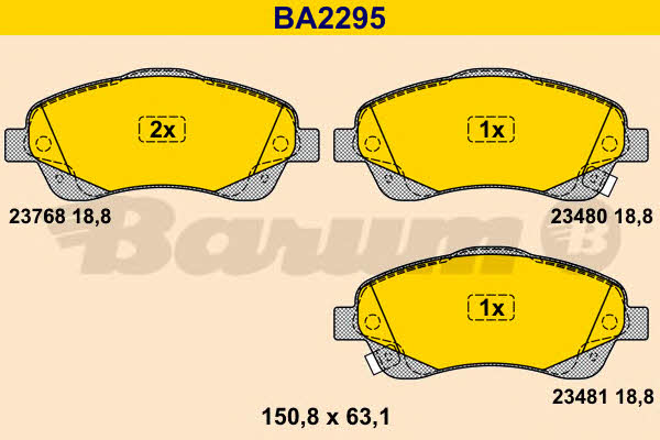 Barum BA2295 Гальмівні колодки, комплект BA2295: Купити в Україні - Добра ціна на EXIST.UA!