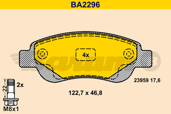 Barum BA2296 Гальмівні колодки, комплект BA2296: Купити в Україні - Добра ціна на EXIST.UA!