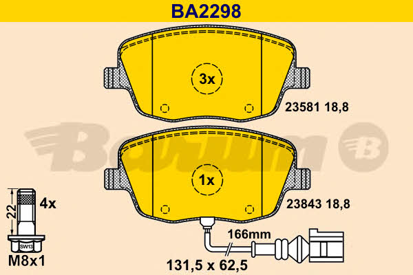 Barum BA2298 Гальмівні колодки, комплект BA2298: Купити в Україні - Добра ціна на EXIST.UA!