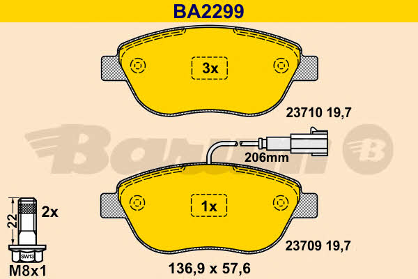 Barum BA2299 Гальмівні колодки, комплект BA2299: Купити в Україні - Добра ціна на EXIST.UA!