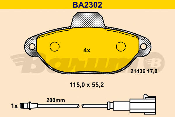 Barum BA2302 Гальмівні колодки, комплект BA2302: Купити в Україні - Добра ціна на EXIST.UA!