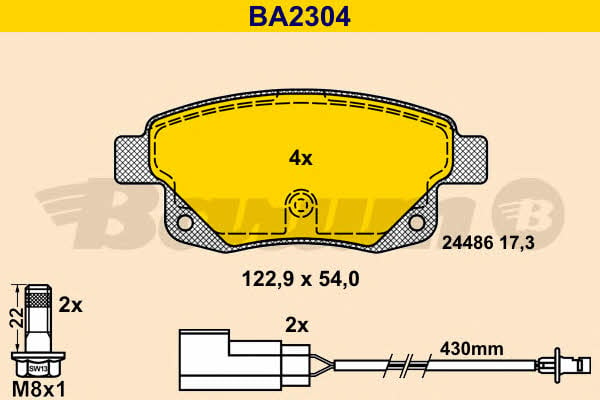 Barum BA2304 Гальмівні колодки, комплект BA2304: Купити в Україні - Добра ціна на EXIST.UA!