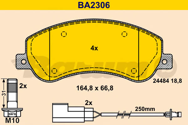 Barum BA2306 Гальмівні колодки, комплект BA2306: Купити в Україні - Добра ціна на EXIST.UA!