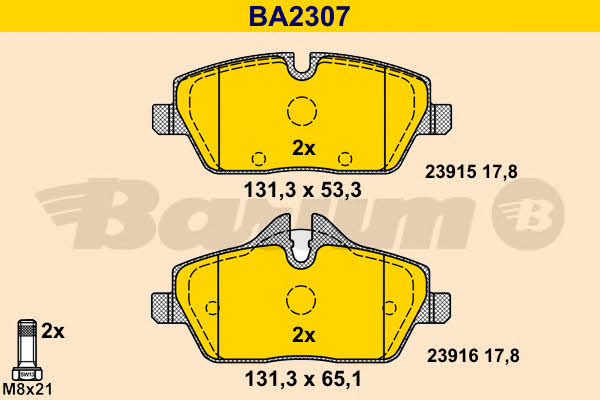 Barum BA2307 Гальмівні колодки, комплект BA2307: Купити в Україні - Добра ціна на EXIST.UA!