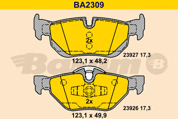 Barum BA2309 Гальмівні колодки, комплект BA2309: Купити в Україні - Добра ціна на EXIST.UA!