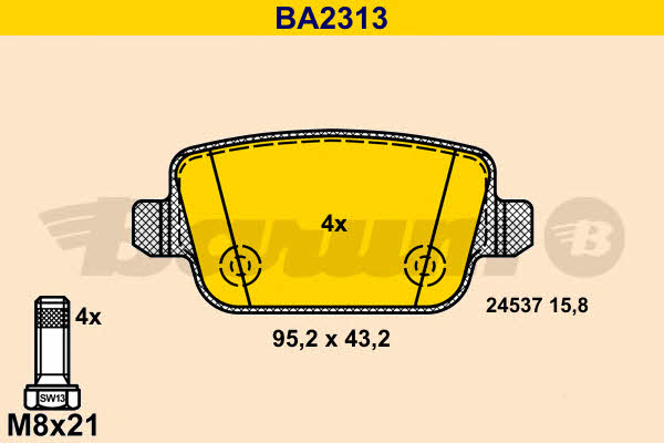 Barum BA2313 Гальмівні колодки, комплект BA2313: Купити в Україні - Добра ціна на EXIST.UA!
