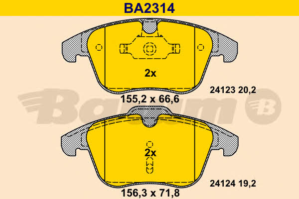Barum BA2314 Гальмівні колодки, комплект BA2314: Купити в Україні - Добра ціна на EXIST.UA!