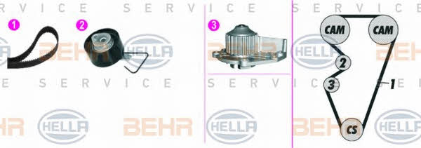 Behr-Hella 8MP 376 816-821 Ремінь ГРМ, комплект з водяним насосом 8MP376816821: Купити в Україні - Добра ціна на EXIST.UA!