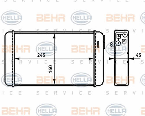 Behr-Hella 8FH 351 313-281 Радіатор опалювача салону 8FH351313281: Приваблива ціна - Купити в Україні на EXIST.UA!