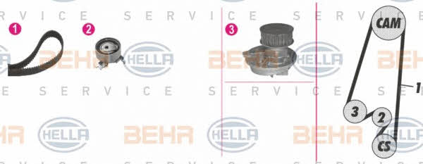 Behr-Hella 8MP 376 807-891 Ремінь ГРМ, комплект з водяним насосом 8MP376807891: Купити в Україні - Добра ціна на EXIST.UA!