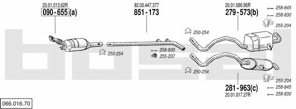 Bosal 066.016.70 Система выпуска отработаных газов 06601670: Купить в Украине - Отличная цена на EXIST.UA! 06601670 Bosal Система выпуска отработаных газов