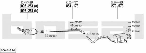 Bosal 066.016.20 Система выпуска отработаных газов 06601620: Купить в Украине - Отличная цена на EXIST.UA! 06601620 Bosal Система выпуска отработаных газов