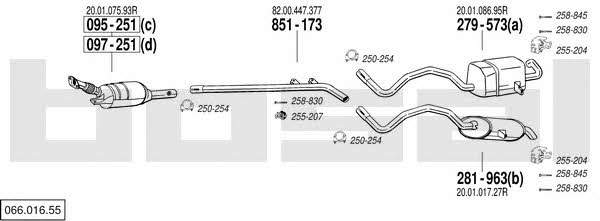 Bosal 066.016.55 Система выпуска отработаных газов 06601655: Купить в Украине - Отличная цена на EXIST.UA! 06601655 Bosal Система выпуска отработаных газов
