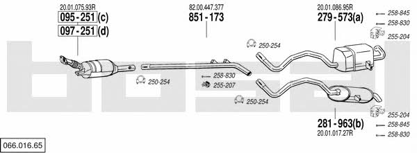 Bosal 066.016.65 Система выпуска отработаных газов 06601665: Купить в Украине - Отличная цена на EXIST.UA! 06601665 Bosal Система выпуска отработаных газов
