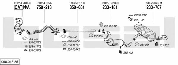 Bosal 090.015.85 Система выпуска отработаных газов 09001585: Купить в Украине - Отличная цена на EXIST.UA! 09001585 Bosal Система выпуска отработаных газов