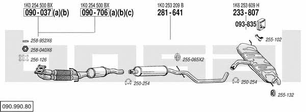 Bosal 090.990.80 Система выпуска отработаных газов 09099080: Купить в Украине - Отличная цена на EXIST.UA! 09099080 Bosal Система выпуска отработаных газов