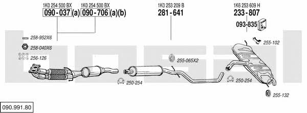 Bosal 090.991.80 Система выпуска отработаных газов 09099180: Купить в Украине - Отличная цена на EXIST.UA! 09099180 Bosal Система выпуска отработаных газов