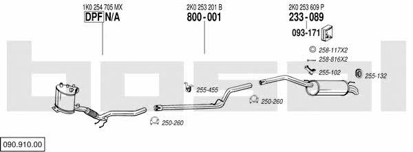 09091000 Bosal Система випуску відпрацьованих газів