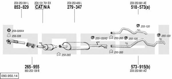 Bosal 090.950.14 Система выпуска отработаных газов 09095014: Купить в Украине - Отличная цена на EXIST.UA! 09095014 Bosal Система выпуска отработаных газов