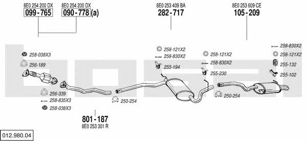 Bosal 012.980.04 Система выпуска отработаных газов 01298004: Купить в Украине - Отличная цена на EXIST.UA! 01298004 Bosal Система выпуска отработаных газов