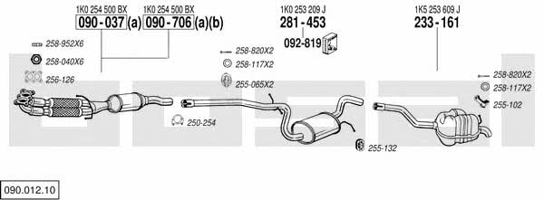 Bosal 090.012.10 Система выпуска отработаных газов 09001210: Купить в Украине - Отличная цена на EXIST.UA! 09001210 Bosal Система выпуска отработаных газов