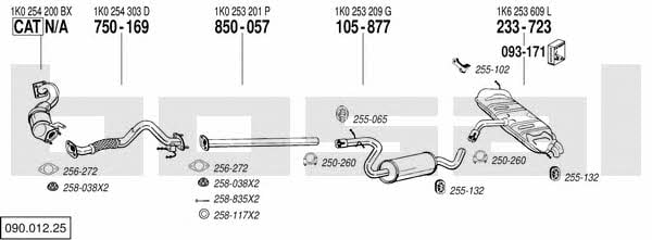 Bosal 090.012.25 Система выпуска отработаных газов 09001225: Купить в Украине - Отличная цена на EXIST.UA! 09001225 Bosal Система выпуска отработаных газов
