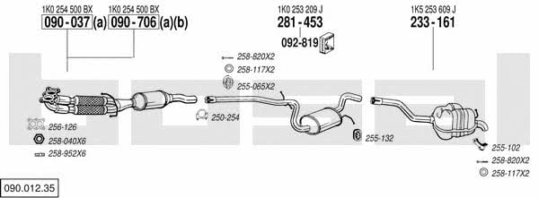 Bosal 090.012.35 Система выпуска отработаных газов 09001235: Купить в Украине - Отличная цена на EXIST.UA! 09001235 Bosal Система выпуска отработаных газов