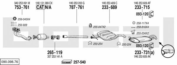 Bosal 090.098.76 Система выпуска отработаных газов 09009876: Купить в Украине - Отличная цена на EXIST.UA! 09009876 Bosal Система выпуска отработаных газов