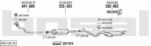 Bosal 090.105.70 Система выпуска отработаных газов 09010570: Купить в Украине - Отличная цена на EXIST.UA! 09010570 Bosal Система выпуска отработаных газов