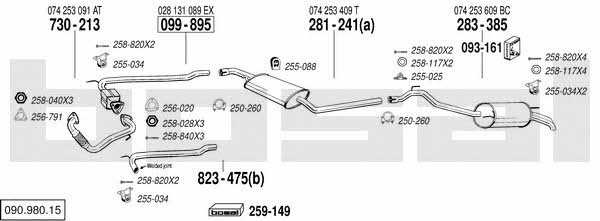 Bosal 090.980.15 Система выпуска отработаных газов 09098015: Купить в Украине - Отличная цена на EXIST.UA! 09098015 Bosal Система выпуска отработаных газов