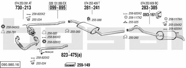 Bosal 090.980.16 Система выпуска отработаных газов 09098016: Купить в Украине - Отличная цена на EXIST.UA! 09098016 Bosal Система выпуска отработаных газов