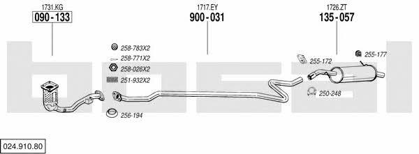 Bosal 024.910.80 Система выпуска отработаных газов 02491080: Купить в Украине - Отличная цена на EXIST.UA! 02491080 Bosal Система выпуска отработаных газов