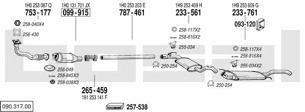 Bosal 090.317.00 Система випуску відпрацьованих газів 09031700: Купити в Україні - Добра ціна на EXIST.UA! 09031700 Bosal Система випуску відпрацьованих газів