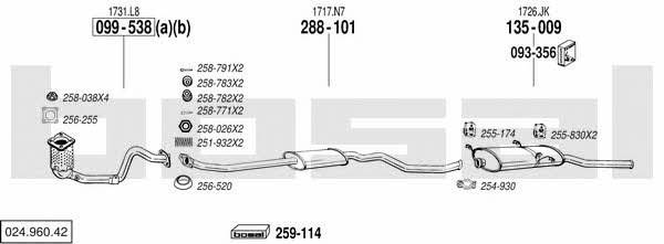Bosal 024.960.42 Система выпуска отработаных газов 02496042: Купить в Украине - Отличная цена на EXIST.UA! 02496042 Bosal Система выпуска отработаных газов