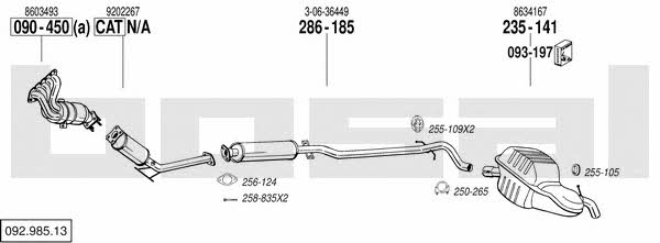 Bosal 092.985.13 Система выпуска отработаных газов 09298513: Купить в Украине - Отличная цена на EXIST.UA! 09298513 Bosal Система выпуска отработаных газов