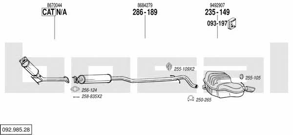 Bosal 092.985.28 Система выпуска отработаных газов 09298528: Купить в Украине - Отличная цена на EXIST.UA! 09298528 Bosal Система выпуска отработаных газов
