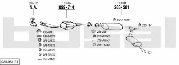 Bosal 024.981.21 Система выпуска отработаных газов 02498121: Купить в Украине - Отличная цена на EXIST.UA! 02498121 Bosal Система выпуска отработаных газов