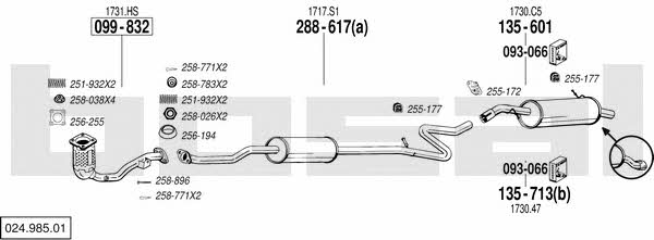 Bosal 024.985.01 Система выпуска отработаных газов 02498501: Купить в Украине - Отличная цена на EXIST.UA! 02498501 Bosal Система выпуска отработаных газов