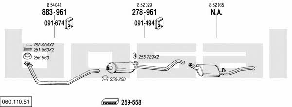 Bosal 060.110.51 Система выпуска отработаных газов 06011051: Купить в Украине - Отличная цена на EXIST.UA! 06011051 Bosal Система выпуска отработаных газов