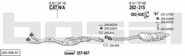 Bosal 020.086.61 Система выпуска отработаных газов 02008661: Купить в Украине - Отличная цена на EXIST.UA! 02008661 Bosal Система выпуска отработаных газов