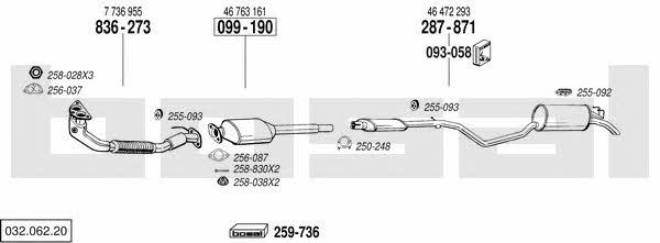 Bosal 032.062.20 Система выпуска отработаных газов 03206220: Купить в Украине - Отличная цена на EXIST.UA! 03206220 Bosal Система выпуска отработаных газов